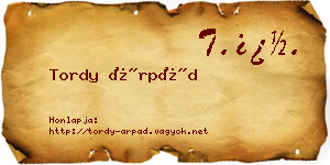 Tordy Árpád névjegykártya